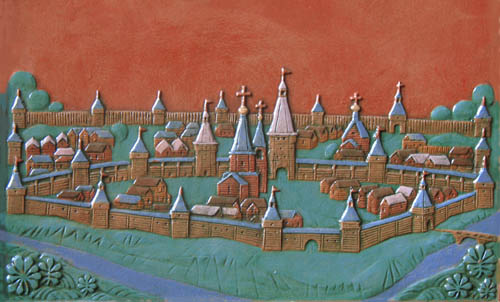 Фрагмент керамического рельефа с изображением города-крепости Тамбов