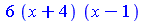 `*`(`*`(6, `+`(x, 4)), `*`(`+`(x, `-`(1))))