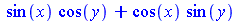 `+`(`*`(sin(x), `*`(cos(y))), `*`(cos(x), `*`(sin(y))))