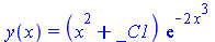 y(x) = `*`(`+`(`*`(`^`(x, 2)), _C1), `*`(exp(`+`(`-`(`*`(2, `*`(`^`(x, 3))))))))