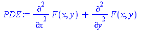 `assign`(PDE, `+`(diff(F(x, y), x, x), diff(F(x, y), y, y)))