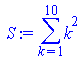 Sum(`*`(`^`(k, 2)), k = 1 .. 10)